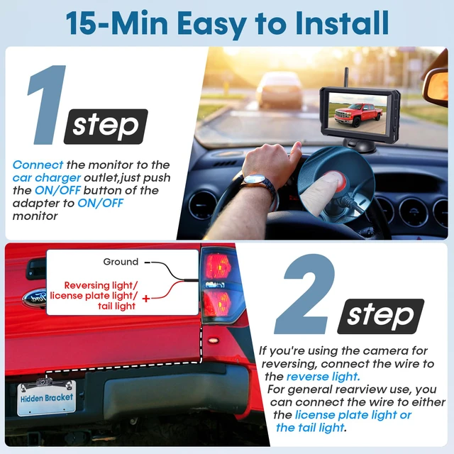 Alt view image 2 of 7 - 1080P HD 5 Inch Wireless Backup Camera for Trucks: 15-Min Easy to Install Clear Night Vision,150° Wide Angle View with Customizable Parking Line for Car Truck Parking Safety
