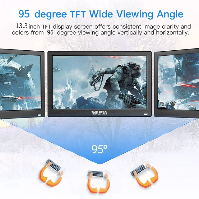 Alt view image 5 of 7 - 13.3 inch Small PC Monitor 1366x768 Mini LED Monitor with HDMI VGA AV BNC USB Intput, for Fire Stick Computer Xbox Ras pi, Built-in Speaker