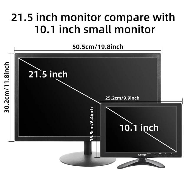 Alt view image 3 of 7 - 10.1 Inch Small Computer Monitor, 1920x1200 Mini PC Display with HDMI VGA AV BNC USB Intput, Built-in Speakers, VESA, Remote Control