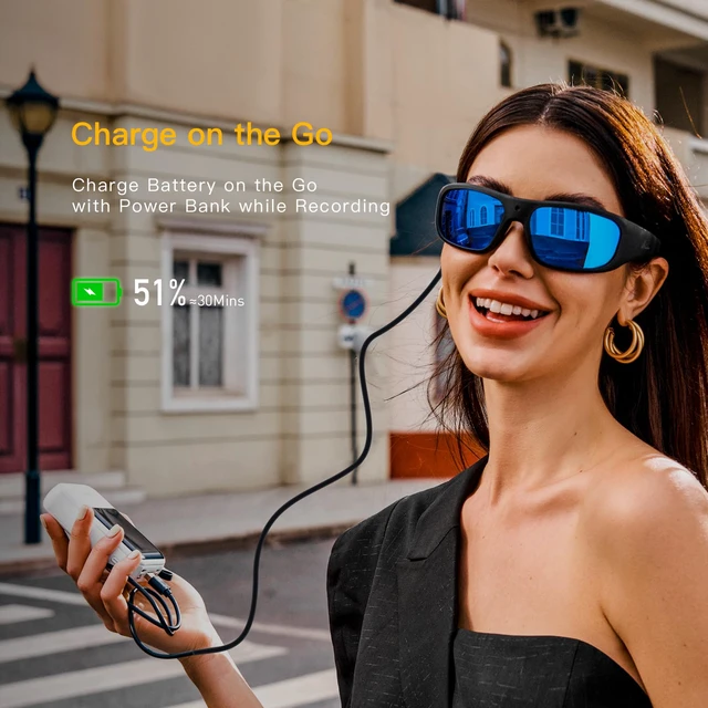 Alt view image 3 of 6 - Ultra-Thin Lightweight Sports Camera Sunglasses, 24MP Camera, 1080P Video, Water Resistant UV400 Lens