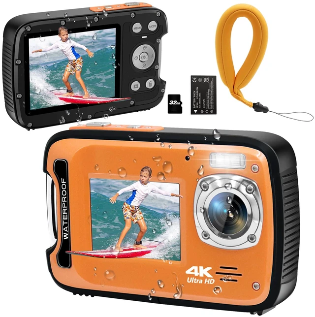 Main image of Underwater Camera 4K 48MP Autofocus Selfie Dual Screen Waterproof with Floating Strap and 32GB Card, 17FT Compact Waterproof Digital Camera for Snorkeling