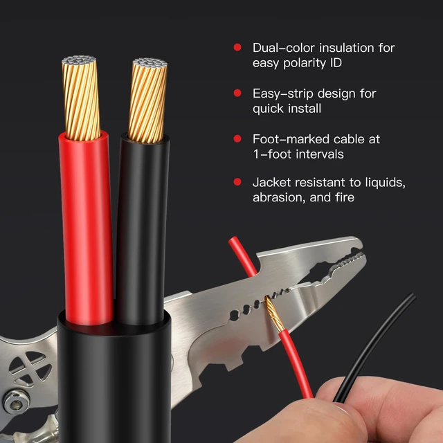 Alt view image 4 of 7 - 16 Gauge Outdoor Speaker Wire 300ft CL3 Direct Burial CCA Cable CL2 Rated, 2 Conductor Stranded Core, UV and Weather Resistant, No Conduit Needed Underground, Garden Patio Pool Audio