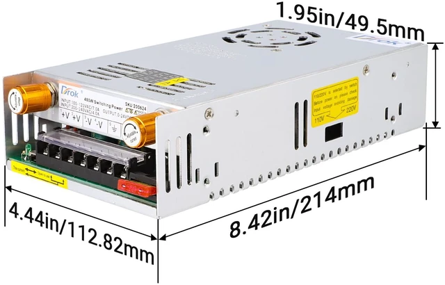 Alt view image 3 of 7 - 24V Power Supply, AC 110V/220V to DC 0-24V 0-20A 480W Buck Converter, Volt Amp Adjustable Adapter Regulated 5V 12V 24V Volt Switching Voltage LED Transformer Charger for Computer CCTV Lab