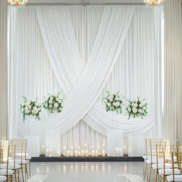 Alt view image 4 of 7 - 20ft×20ft Ivory Ceiling Drapes for Weddings Parties,4 Panels 5×20ft Long Ceiling Curtain for Tent Canopy,Wrinkle Free Silk Easy to Draping&Hang Ivory Drapes for Event Church Stage Photo Bedroom