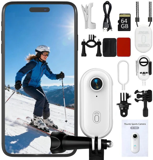 Main image of 4K Mini Thumb Camera, Waterproof Magnetic POV Action Cam, 128GB Hands-Free Wearable Design with Magnetic Mount, Waterproof Case for Cycling, Vlogging and Outdoor Adventures