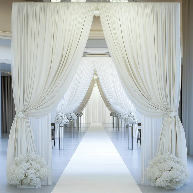 Alt view image 7 of 7 - 20ft×20ft Ivory Ceiling Drapes for Weddings Parties,4 Panels 5×20ft Long Ceiling Curtain for Tent Canopy,Wrinkle Free Silk Easy to Draping&Hang Ivory Drapes for Event Church Stage Photo Bedroom