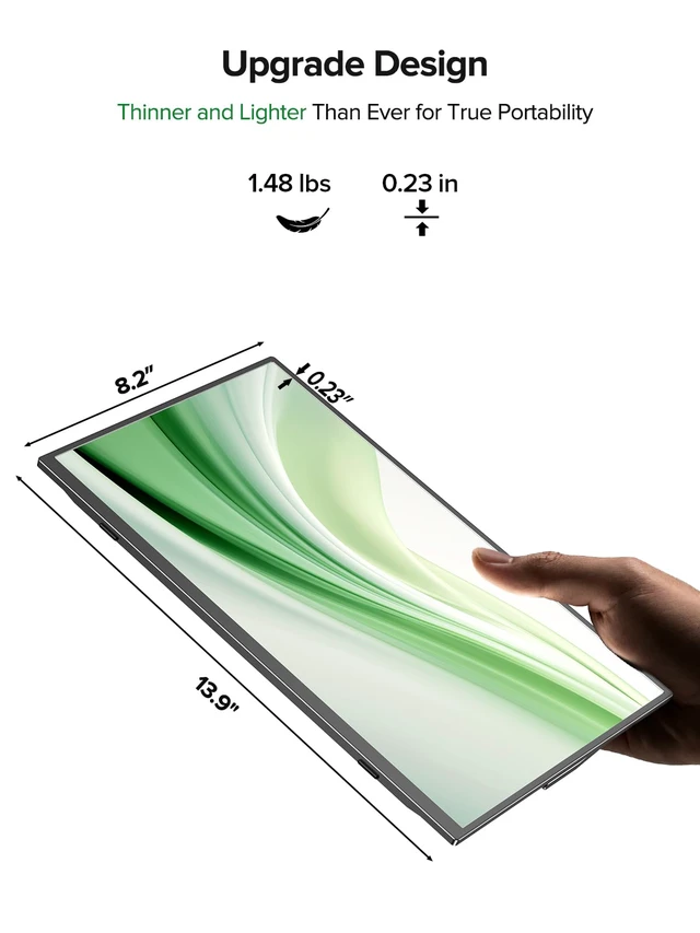 Alt view image 5 of 7 - Portable Monitor 15.6 Inch, 125% sRGB Laptop Monitor Built-in 0~180°Adjustment Stand Speaker VESA, HDMI USB-C Plug&Play, Ultra-Thin Second Extender Screen for Phone Game Console