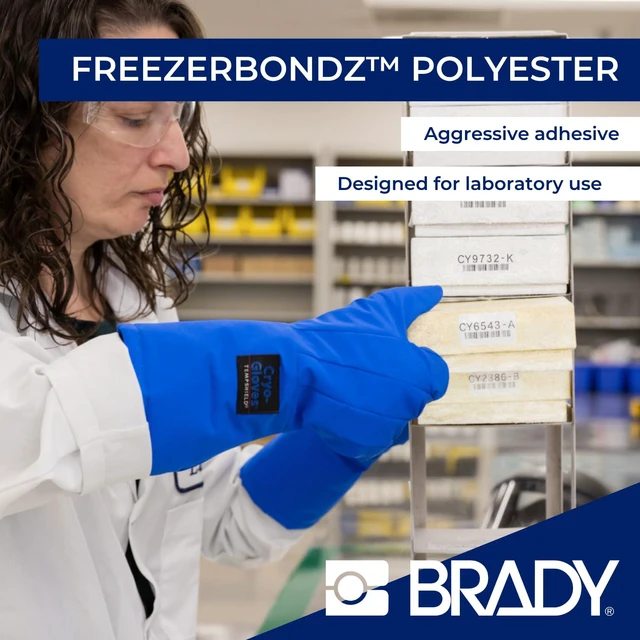 Alt view image 4 of 7 - Authentic (M5-112-490) FreezerBondz Cryogenic Matte Polyester Labels 0.375" H x 1.25" W Black on White, 360 Labels. for use with The BMP51 and M511 Label Printers