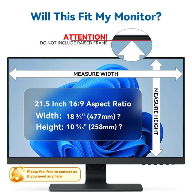 Alt view image 6 of 7 - 2 Pack Magnetic Privacy Screen for 21.5 inch 16:9 Computer Monitor Removable Matte Privacy Shield Film, Anti-Glare, Blue Light Filter, HD Clarity Black Spy Protector for 21.5inch Desktop PC