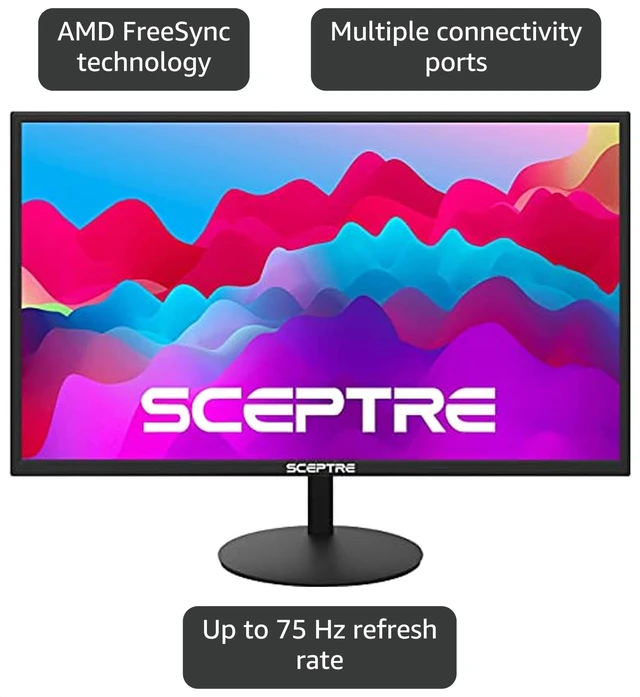Alt view image 3 of 4 - 27-Inch FHD LED Gaming Monitor 75Hz 2X HDMI VGA Build-in Speakers, Ultra Slim Metal Black