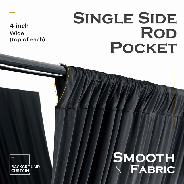 Alt view image 5 of 7 - 4 Panels 5ft(W) x 20ft(H) Black Ceiling Drapes for Wedding Parties 20 FT Extra Long Thick Polyester Wrinkle-Free Drapery Tent Decor Decorations for Birthday Ceremony Stage Swag