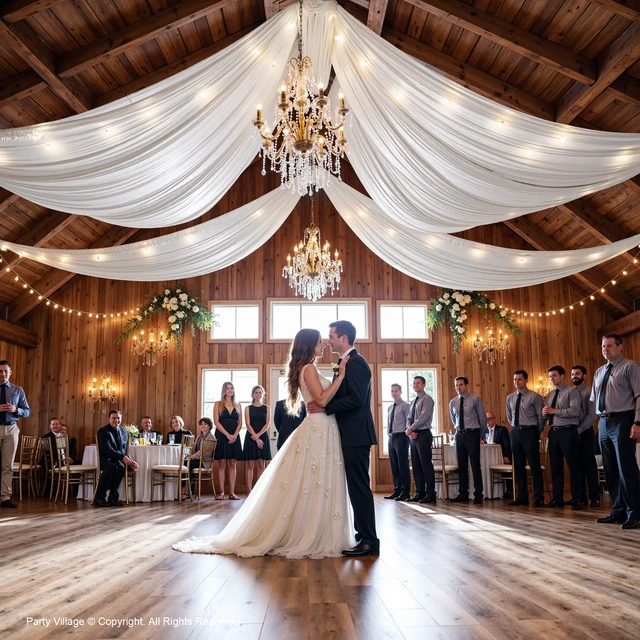 Alt view image 3 of 7 - 4 Panels 5ft(W) x 20ft(H) White Ceiling Drapes for Wedding Parties 20 FT Extra Long Thick Polyester Wrinkle-Free Drapery Tent Decor Decorations for Birthday Ceremony Stage Swag