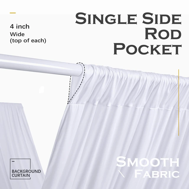 Alt view image 7 of 7 - 4 Panels 5ft(W) x 20ft(H) White Ceiling Drapes for Wedding Parties 20 FT Extra Long Thick Polyester Wrinkle-Free Drapery Tent Decor Decorations for Birthday Ceremony Stage Swag