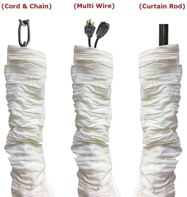 Alt view image 2 of 5 - Cord & Chain Cover 4 ft Silk Type Fabric, Chandelier Pendant Lighting Chain & Cable Management, Touch Fastener, White - 4 Pack