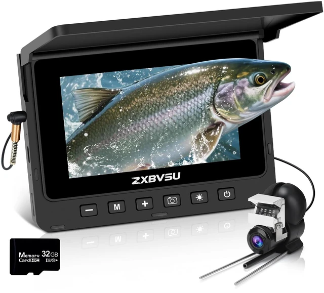 Main image of Underwater Fishing Camera with DVR Video Recording, 4.5" IPS Screen Fishing Camera, 10H Battery Life, 100ft Cable, Portable Fish Finder for Ice Kayak Boat Lake Fishing, 32GB Card