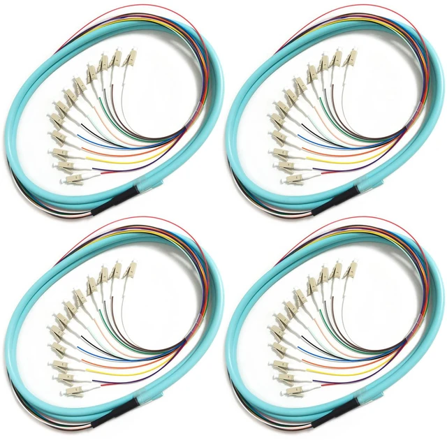Main image of 4Pack LC UPC 12 Fibers Multimode Bunch OM3 50/125 LC-UPC Fiber Pigtail, 1.5m (5ft)