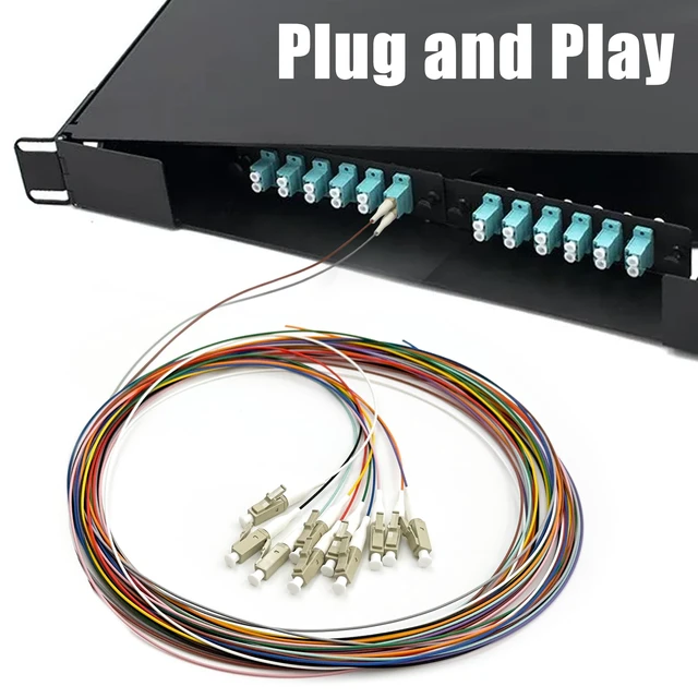 Alt view image 6 of 7 - 4Pack 12 Strand Multimode OM3 50/125 LC-UPC Fiber Pigtail, 1.5 Meters LC-OM3 Fiber Optic Pigtail, Includes 48 Fiber Optic Fusion Splice Protective Shrink Sleeves