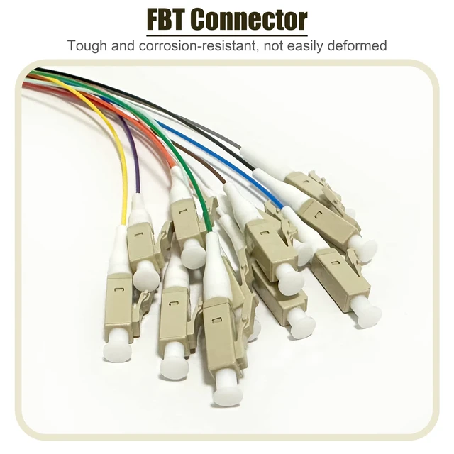 Alt view image 2 of 6 - 4Pack LC UPC 12 Fibers Multimode Bunch OM3 50/125 LC-UPC Fiber Pigtail, 1.5m (5ft)