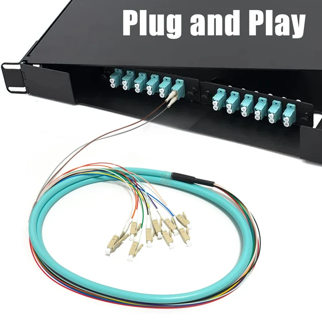Alt view image 4 of 6 - 4Pack LC UPC 12 Fibers Multimode Bunch OM3 50/125 LC-UPC Fiber Pigtail, 1.5m (5ft)