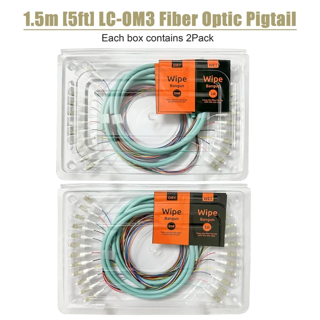 Alt view image 6 of 6 - 4Pack LC UPC 12 Fibers Multimode Bunch OM3 50/125 LC-UPC Fiber Pigtail, 1.5m (5ft)