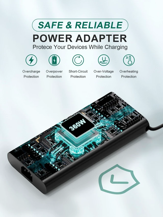 Alt view image 2 of 6 - 360W Slim Power Cord for DELL Alienware M18/X16 Compatible with M18 R2,X16 R2.Compact design,high-performance replacement charger