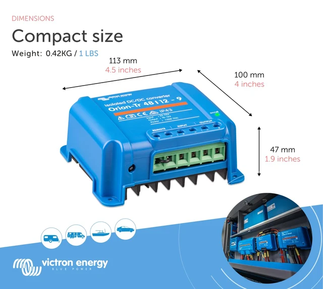 Alt view image 3 of 5 - Orion-Tr DC to DC Converter - 48/12-Volt 9 amp 110-Watt IP43 Protected, for Dual Battery Systems, Isolated