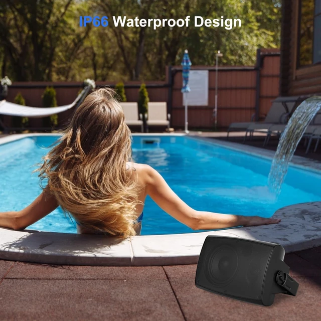 Alt view image 6 of 7 - 5.25" Passive Outdoor Speakers Waterproof Wired, 300W Wall Mount Speakers with Superior Sound,Dual Swivel Brackets for Patio/Deck/Backyard (Pair, Black)