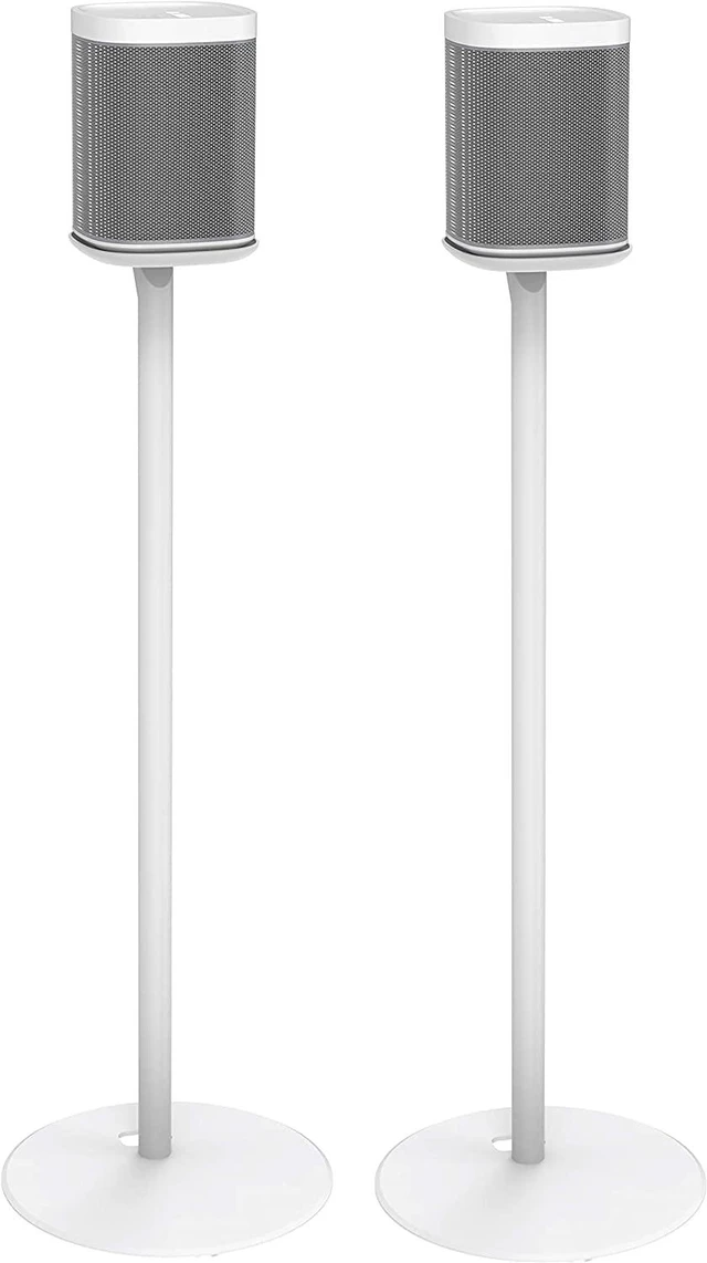 Main image of Floor Stand for Sonos One, SL, Play:1, 2 Pack, White Fixed height floor stand for Sonos One, One SL, Play:1, sold as a pair of two stands, 28.2" Tall, Built in Cable Management