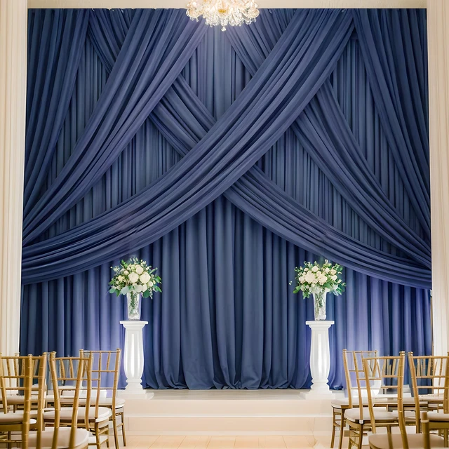 Alt view image 6 of 7 - 20ft×20ft Navy Blue Ceiling Drapes for Weddings Parties,4 Panels 5×20ft Long Ceiling Curtain for Tent Canopy,Wrinkle Free Silk Easy to Draping&Hang Navy Drapes for Event Church Stage Photo Bedroom
