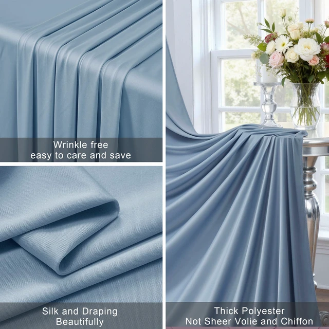 Alt view image 2 of 7 - 20ft×20ft Dusty Blue Ceiling Drapes for Weddings Parties, 2 Panels 5×20ft Long Dusty Blue Ceiling Curtain for Tent Canopy,Wrinkle Free Silk Draping Fabric Drapes for Event Church Stage Photo Decor