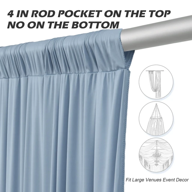 Alt view image 4 of 7 - 20ft×20ft Dusty Blue Ceiling Drapes for Weddings Parties, 2 Panels 5×20ft Long Dusty Blue Ceiling Curtain for Tent Canopy,Wrinkle Free Silk Draping Fabric Drapes for Event Church Stage Photo Decor
