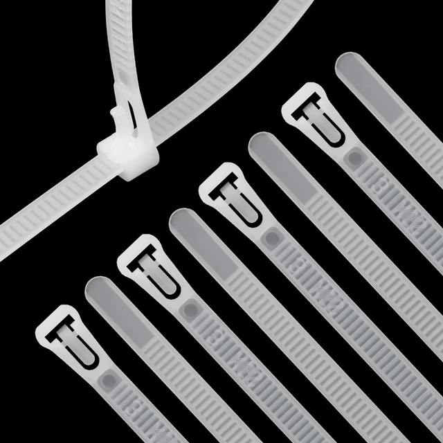 Main image of 500 PCS Reusable White Zip Ties 18 inch, Releasable Zip Ties, Adjustable Wire Cable Ties, For Multi-Purpose Use Indoor And Outdoor Plastic Wire Ties