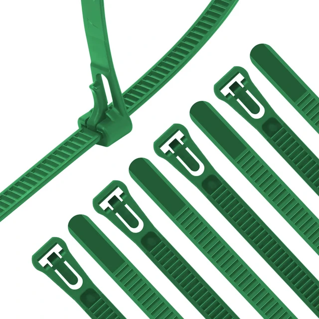 Main image of 500 PCS Reusable Green Zip Ties 18 inch, Releasable Zip Ties, Adjustable Wire Cable Ties, For Multi-Purpose Use Indoor And Outdoor Plastic Wire Ties