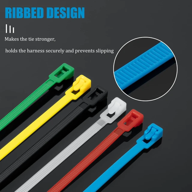 Alt view image 2 of 6 - 500 PCS Reusable White Zip Ties 18 inch, Releasable Zip Ties, Adjustable Wire Cable Ties, For Multi-Purpose Use Indoor And Outdoor Plastic Wire Ties