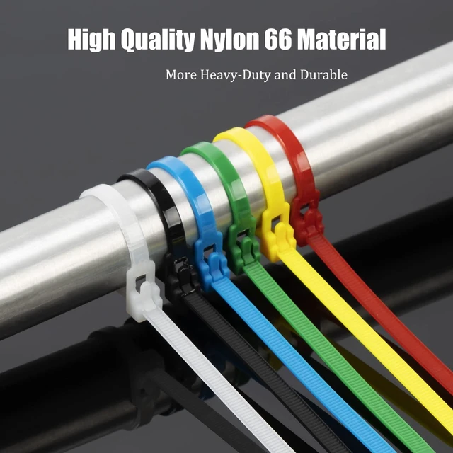 Alt view image 3 of 6 - 500 PCS Reusable White Zip Ties 18 inch, Releasable Zip Ties, Adjustable Wire Cable Ties, For Multi-Purpose Use Indoor And Outdoor Plastic Wire Ties