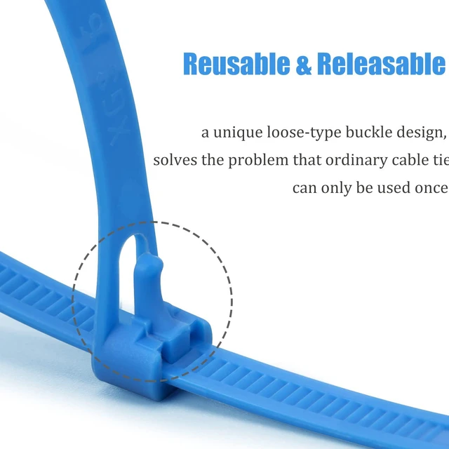 Alt view image 4 of 6 - 500 PCS Reusable White Zip Ties 18 inch, Releasable Zip Ties, Adjustable Wire Cable Ties, For Multi-Purpose Use Indoor And Outdoor Plastic Wire Ties