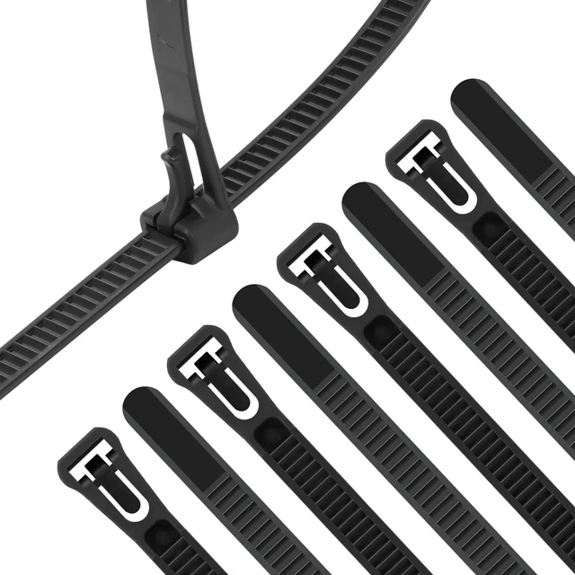 Main image of 500 PCS Reusable Black Zip Ties 18 inch, Releasable Zip Ties, Adjustable Wire Cable Ties, For Multi-Purpose Use Indoor And Outdoor Plastic Wire Ties