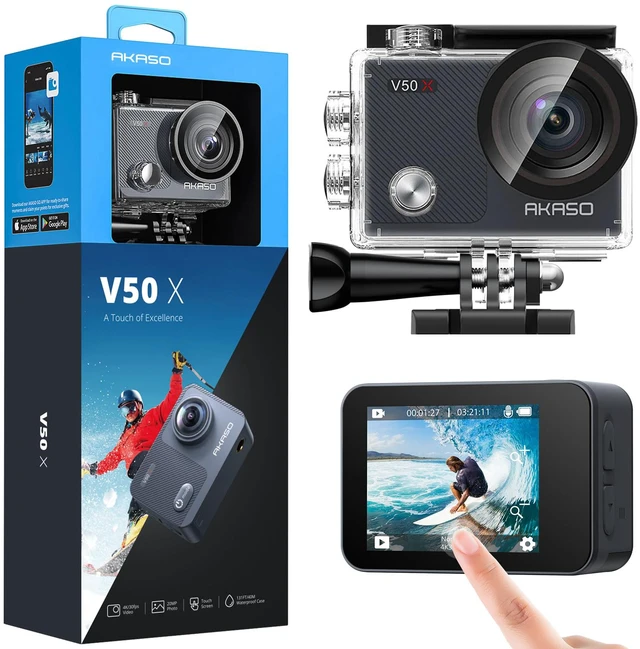 Main image of V50X Native 4K30fps WiFi Action Camera with EIS Touch Screen 4X Zoom 131 feet Waterproof Camera Support External Mic Remote Control with Helmet Accessories (Without 64GB MicroSD Card)