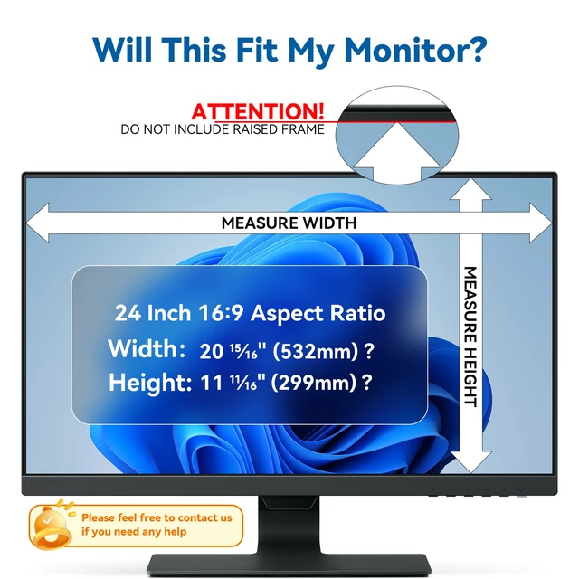 Alt view image 6 of 7 - 2 Pack 24 inch Magnetic Privacy Screen For 16:9 Computer Monitor Easy Snap On Install, Anti-Glare & Blue Light Filter & Spy Protector, Matte Privacy Shield Support 24" Curved & Flat Screen