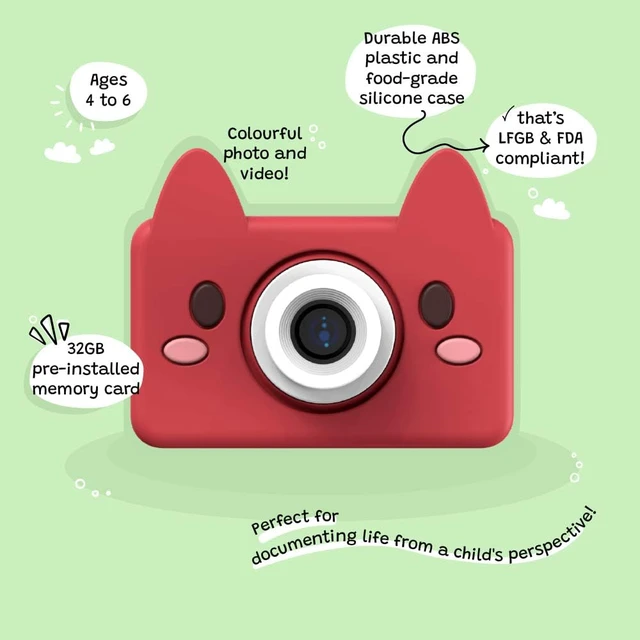 Alt view image 3 of 7 - kiimento Kids Digital Camera & Video Camcorder, Soft BPA-Free Silicone Casing, 32GB Memory Card - Model C - Akito The Fox