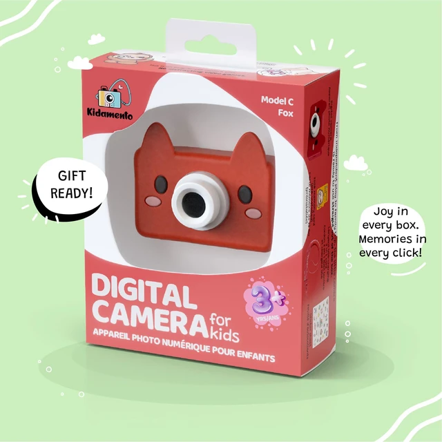 Alt view image 7 of 7 - kiimento Kids Digital Camera & Video Camcorder, Soft BPA-Free Silicone Casing, 32GB Memory Card - Model C - Akito The Fox