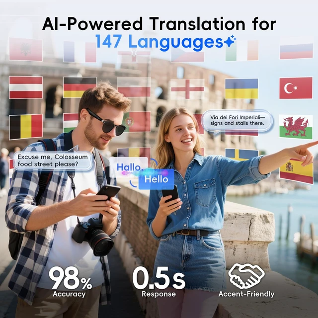 Alt view image 3 of 7 - 2026 AI Smart Acetate Glasses, Bluetooth Sunglasses with ChatGPT and 145-Language Real-time Translator, Nylon Polarized Lens, Open-Ear Audio, Voice Control for Travel & Business