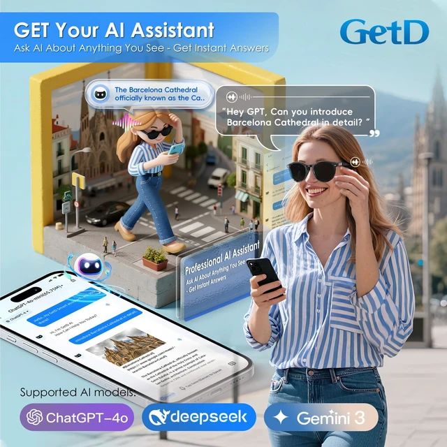 Alt view image 4 of 7 - 2026 AI Smart Acetate Glasses, Bluetooth Sunglasses with ChatGPT and 145-Language Real-time Translator, Nylon Polarized Lens, Open-Ear Audio, Voice Control for Travel & Business