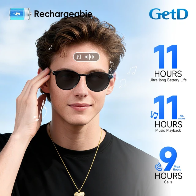 Alt view image 5 of 7 - 2026 AI Smart Acetate Glasses, Bluetooth Sunglasses with ChatGPT and 145-Language Real-time Translator, Nylon Polarized Lens, Open-Ear Audio, Voice Control for Travel & Business