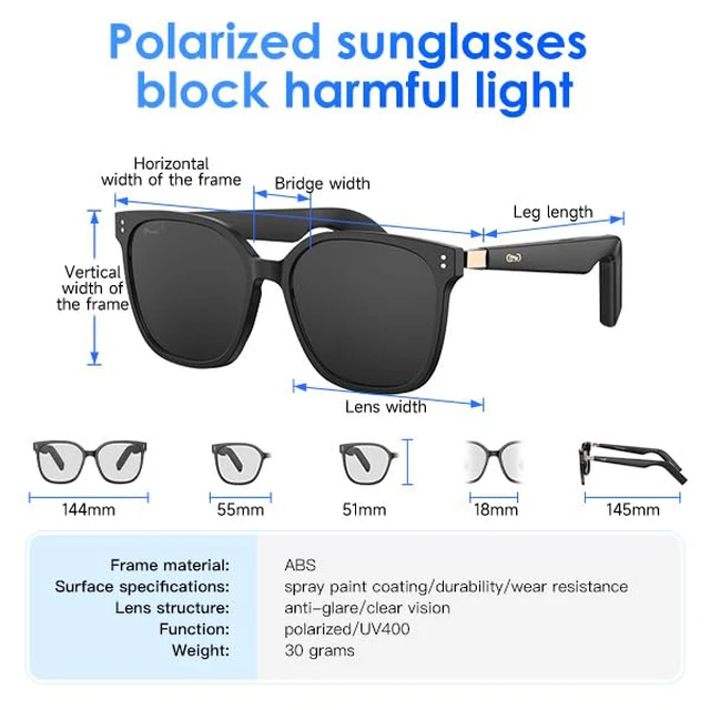 Alt view image 6 of 7 - AI Smart Glasses, Real-Time Translation, Bluetooth Glasses for Men