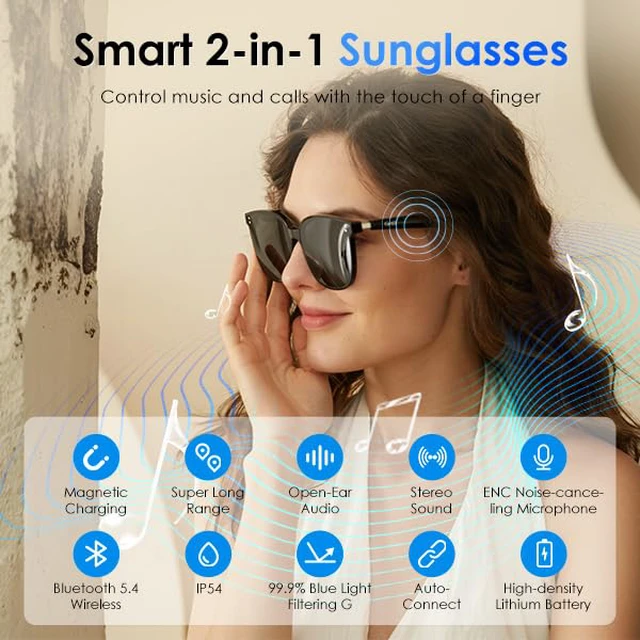 Alt view image 2 of 7 - AI Smart Glasses, Real-Time Translation, Bluetooth Glasses for Men