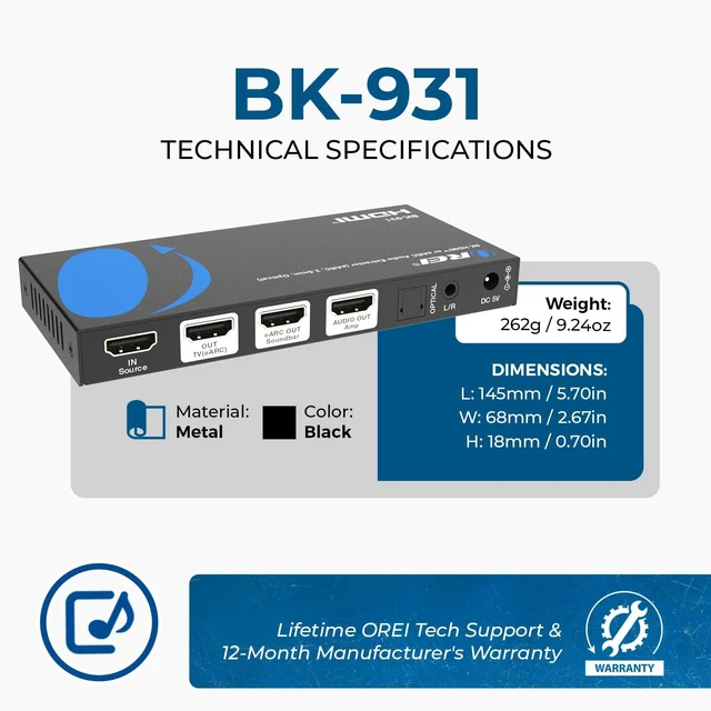 Alt view image 5 of 7 - 4K@120Hz Audio Extractor Converter, HDCP 2.3, Dolby Atmos HDR10+ 3.5mm HDMI Audio Extractor 4K 120Hz eARC, HDMI ARC Audio Extractor, Optical SPDIF, Dolby Vision, Sonos & Bose