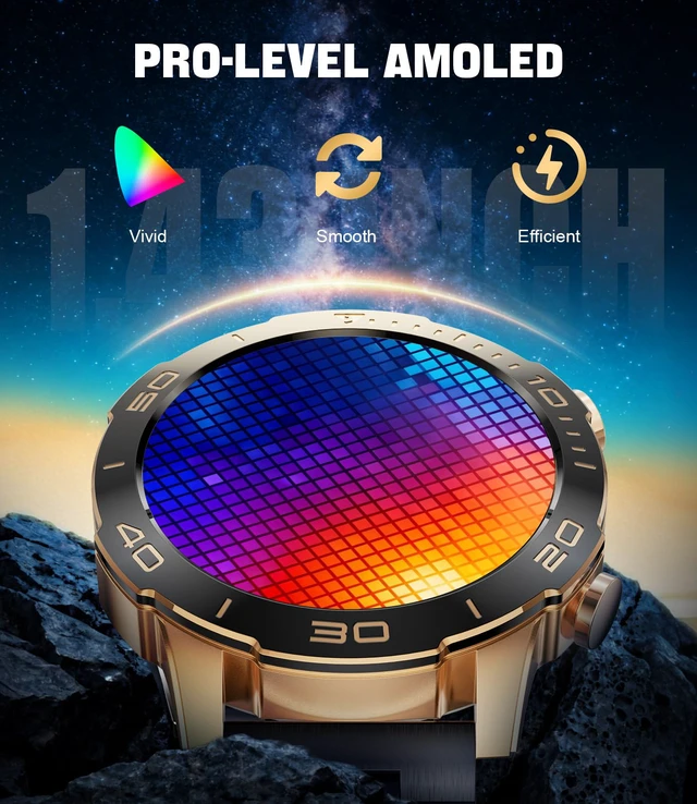 Alt view image 2 of 7 - Smart Watches for Men(40mm) for Android iPhone,Men's Smartwatch Amoled Display,IP68 Waterproof Fitness Watch with Heart Rate/Blood Pressure/SpO2/Sleep Monitor,100+ Sport Modes,Rose Black