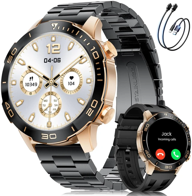 Main image of Smart Watches for Men(40mm) for Android iPhone,Men's Smartwatch Amoled Display,IP68 Waterproof Fitness Watch with Heart Rate/Blood Pressure/SpO2/Sleep Monitor,100+ Sport Modes,Rose Black