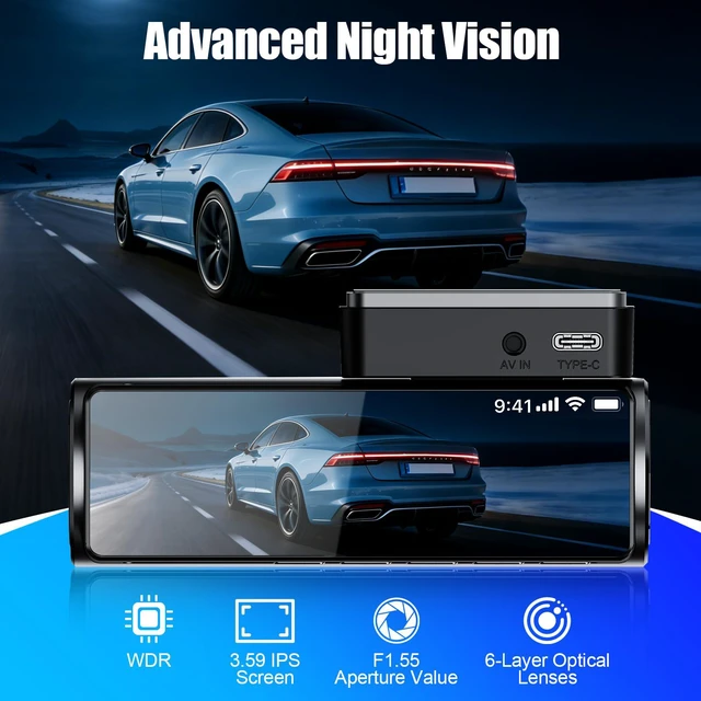 Alt view image 3 of 7 - 4K Dash Cam Front and Rear, Dual Car Dash Camera with 5.8GHz WiFi & GPS, Dash Cam with 3.59" IPS Display, IR Night Vision, 24H Parking Monitor, G-Sensor, Seamless Loop Recording, 64GB SD Card Included